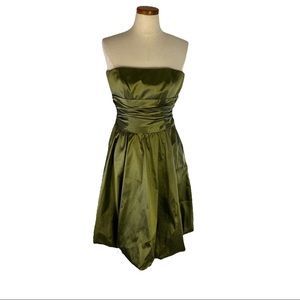 Davids Bridal Short Strapless Shimmery Green Dress w Pockets Size 4 Polyester